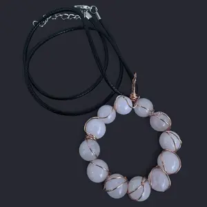 Rose Quartz Wire Wrapped Pendant Necklace