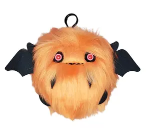 Batty the Orange Floof Monster KEYCHAIN Plush Clip Soft Luxurious Orange Faux Fur with Black Felt Details and Clip for Bags Backpacks