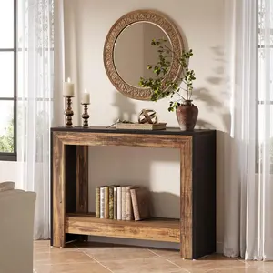 LITTLE TREE 41.3" Rustic Wood Console Table with Storage, Farmhouse Sofa Table for Behind Couch or Hallway, Easy Assembly, Space-Saving