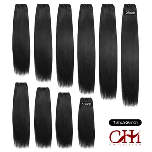 ChiChiFlow 12A Human Hair Bundles 16-26 Inch 3 Straight 100% Unprocessed Brazilian Remy Virgin Hair Extensions Raw Quick Weave Sew In Natural Black for Women