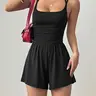 Summer Women's New Casual Halter Ruched Waist Slimming Romper Sporty Chic for Sports Shorts Jumpsuit Workout Shorts Jumpsuits