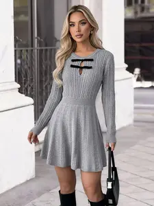 Cable Knit A-Line Sweater Dress
