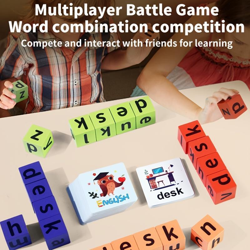 MQUDUO Word Race Cube Game - Educational Alphabet Spelling Toy with Color Letter Blocks & Cards, Interactive Preschool Activity, Durable Playful Design, Christmas/Halloween/New Year Kids Gift