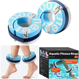 Foam Aquatic Cuffs Pool Exercise Workout Set: Water Aerobics Float Ring with Adjustable Webbing, Water Ankle Ring