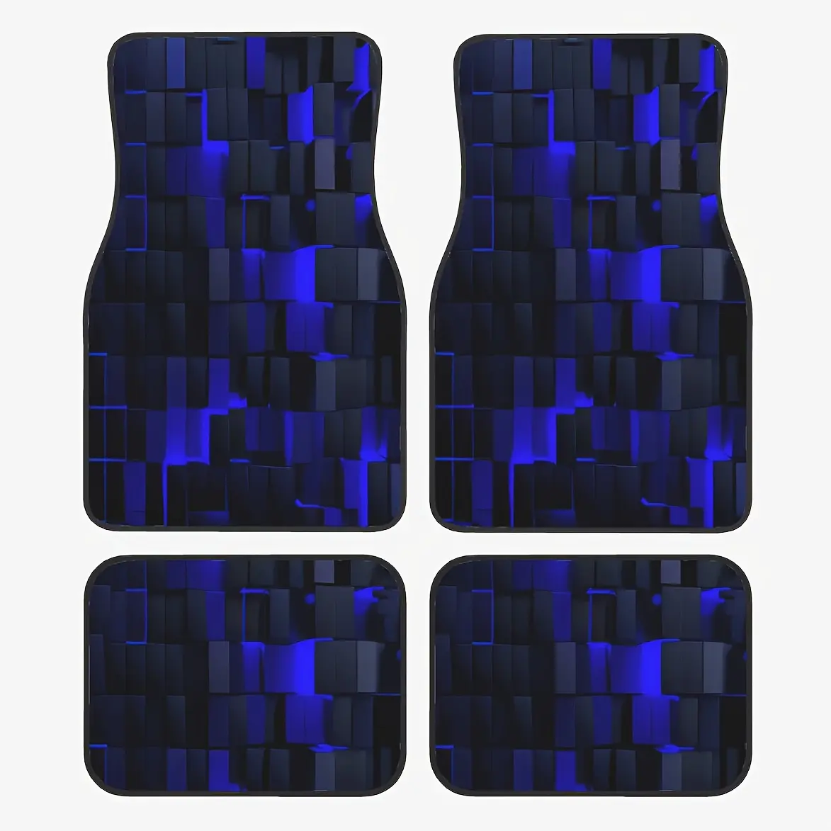 Blue Pattern Car Floor Mats Set, Automotive Floor Mats, Car Accessory, Polyester Fiber Carpet for Sedans Suvs Vans, Perfect Gift for Men Women, Universal Fit