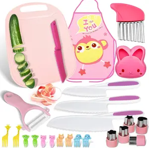 Easter Gift That Makes Hearts Smile  Kids Cutting Board and Knife Set for Real Cooking Safe, Montessori Kitchen Tools and Knife Set for Toddlers, Kids Real Cooking Set with Aprons, Experience Gifts for Kids Girls Boys Age 3-12