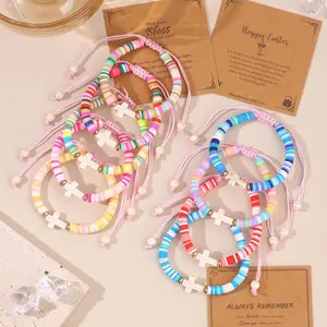 9Pcs Cross Bracelets Religious Christian Gifts for Women Trendy Stuff Adjustable WWJD Jesus Bracelets Catholic Communion Easter Graduation Bless Jewelry Gift