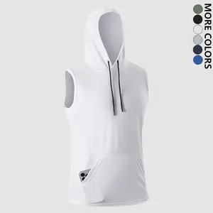 Hooded Sleeveless Athletic Tank for Men - Breathable Stretch, Outdoor Fitness Gear for Active Guys