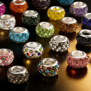 50 Pcs Large Hole Rhinestone Crystal Spacer Beads for Pen Making, Bulk DIY Crafts, Jewelry Making Supplies, Beadable Pens and Bracelets