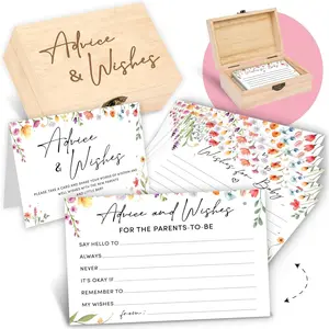 Shower Advice Cards For Parents To Be - Wildflower  Shower Decorations, Advice And Wishes For  Cards For  Shower Decor With Box, Advice for  Mommy  Shower