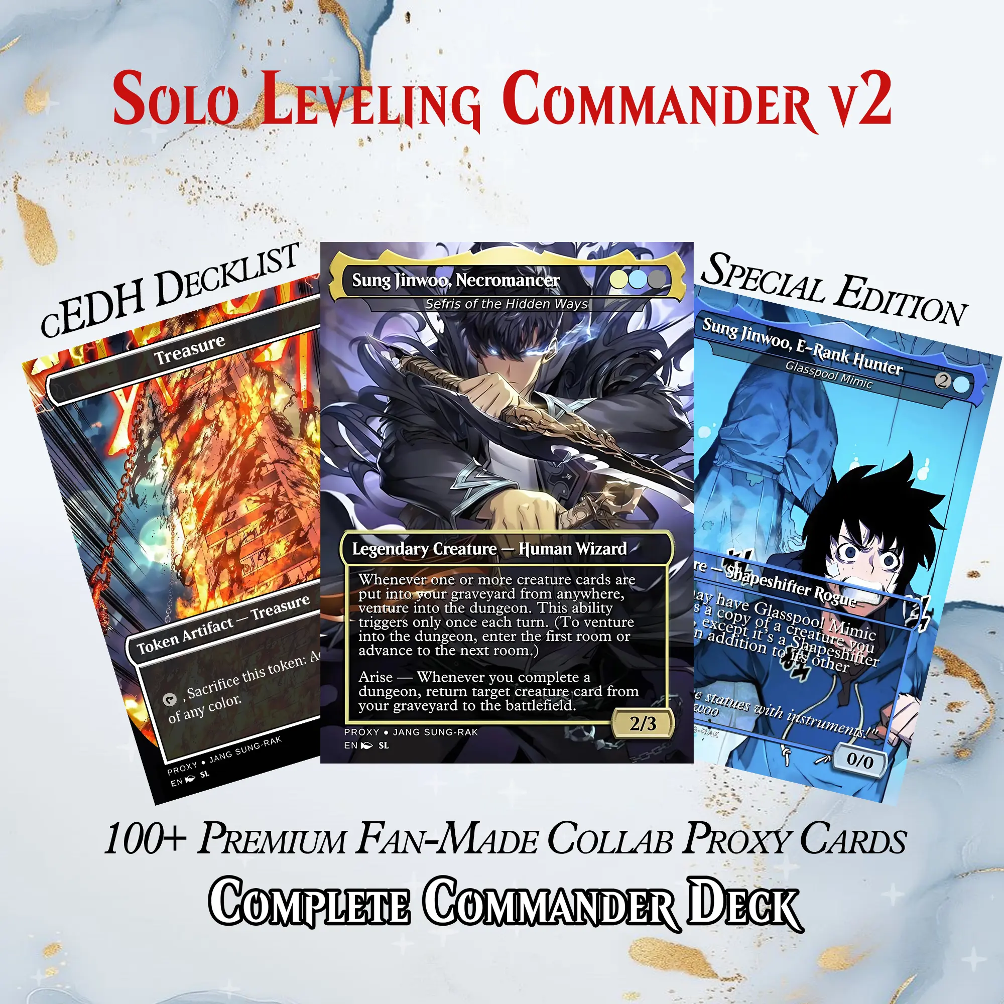 SOLO LEVELING MTG PROXY COMMANDER DECK  VERSION 2  PREMIUM COLLECTOR SET  (117 CARDS) Collectible Booster Packs Deluxe Booster Pack - TikTok Shop