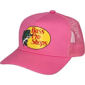 Bass Pro Shops Bass Original Fishing Pro Trucker Hat Mesh Cap Adjustable Snapback for Men Women Great for Hunting Fishing Travel PINK Fisherman Cap