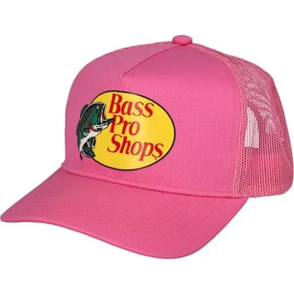Bass Pro Shops Bass Original Fishing Pro Trucker Hat Mesh Cap Adjustable Snapback for Men Women Great for Hunting Fishing Travel PINK Fisherman Cap