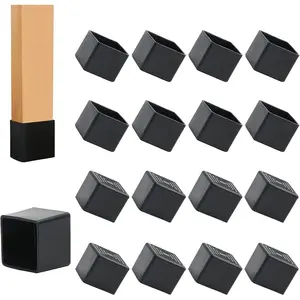 12 count Square Rubber Furniture  Caps 1 Inch x 1 Inch Square Chair  Caps Covers Black Furniture Foot Table Chair  End Cap, Anti-Slip Chair  Floor Protectors, Black