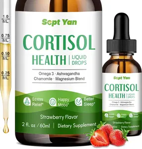 Cortisol Supplements Liquid Drops for Women and Men with Phosphatidylserine, Magnesium, Ashwagandha, Vitamins, Cortisol Detox Calm Drops for Supplements Mood, Focus, Sleep, 2 FL.OZ Vegan