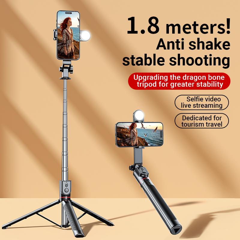 INFOJIFA 2026 New Multi-Function Selfie Stick, 1.8m Extendable Selfie Stick With Wireless Bluetooth Remote, 360° Rotation Design, Ideal For Vlogging, Compatible With IPhone 17/16/15/14 and Android Phones.