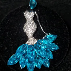 Exquisite Rhinestone and Gem mermaid Brooch  Silver White Teal
