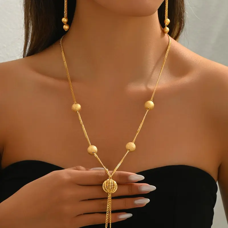 Beaded Design Pendant Necklace & Dangle Earrings, Fashionable Jewellery Set, Fashion Jewelry for Party, Daily Clothing Decor, Trendy All-match & Exquisite Jewelry for Birthday Gift