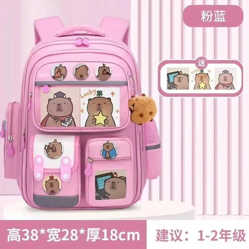 Capybara Children Backpack Waterproof Student Schoolbag Large Capacity Alleviate Burden School Bag Orthopedic Backpack Book Bag