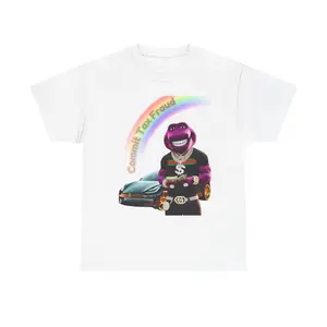 Dope Rainbow Barney Dinosaur Hustle Grindset Urban Meme Tee | Surreal Funny Ironic Fashion