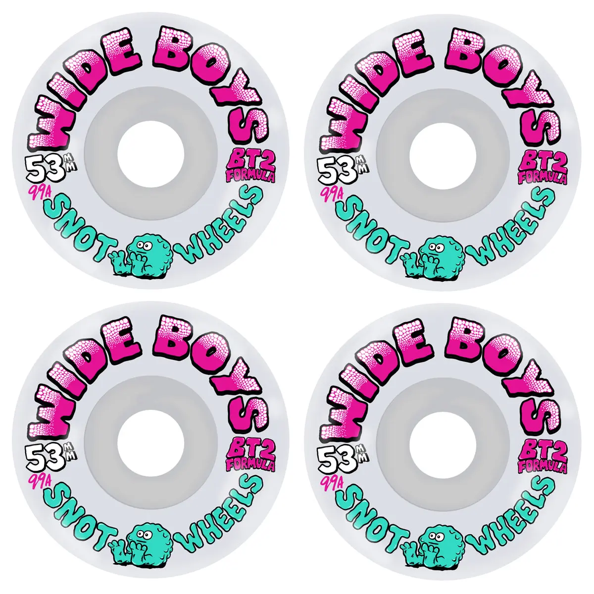Snot Skateboard Wheels 53mm Wide Boys 99A Clear/Pink