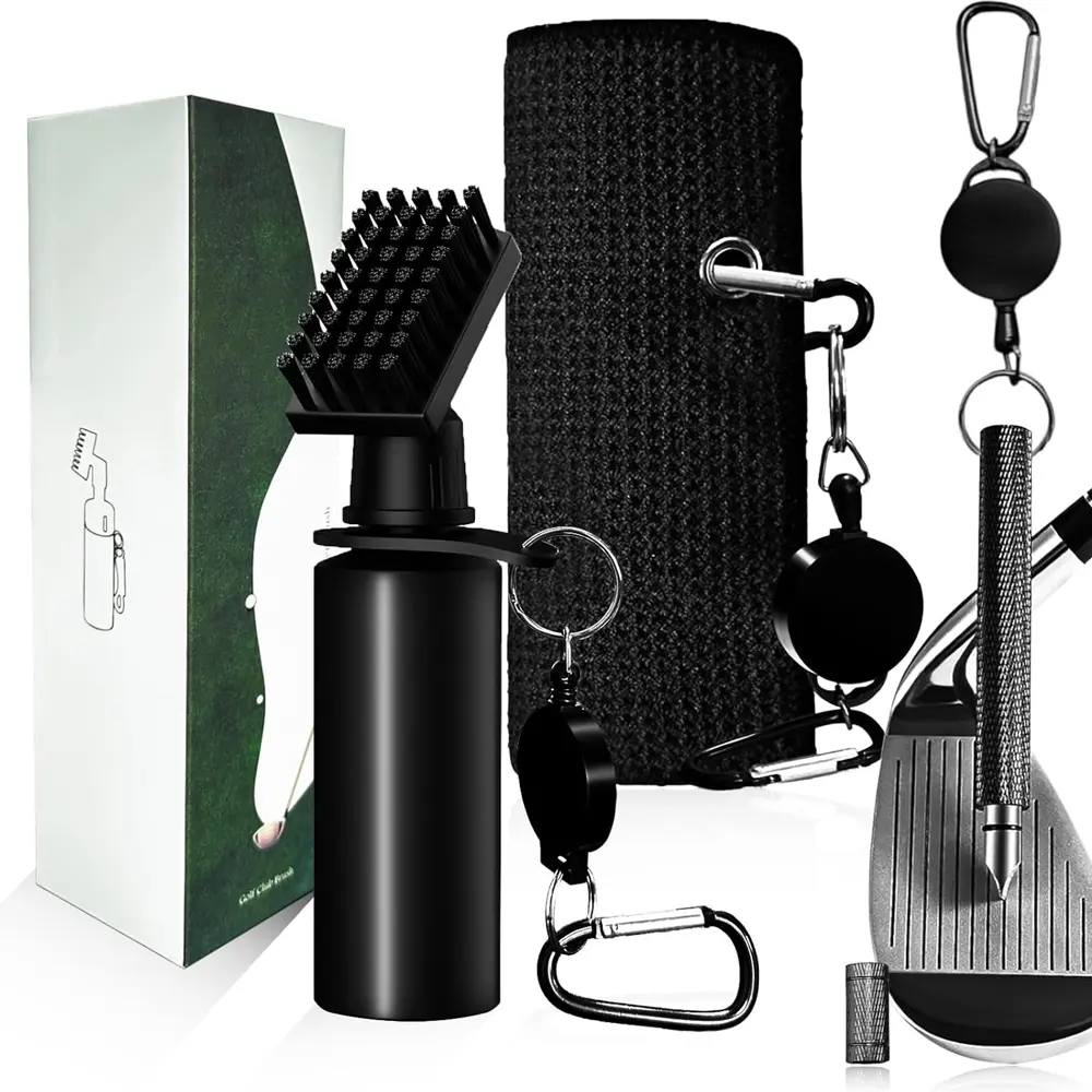 Professional Golf Club Cleaning Brush Set – Portable Retractable 2-in-1 Brush (with Water Storage) – With Cleaning Accessories, Unisex Golf Accessories, Golf Supply, Golf Pack