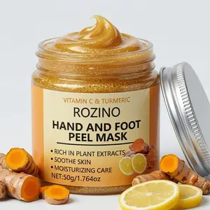 Rozino Vitamin C Turmeric Hand & Foot Mask | Baby Soft Skin, Brighten Tone, Gentle Exfoliation