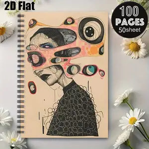 1 Spiral Notebook for Artistic Journaling, 5.7x8.26 Inch, Premium Lined Pages, Durable Coil Binding, Perfect for Daily Sketching, Creative Writing, Travel Notes, Ideal Gift for Artists and Students on Thanksgiving, Christmas, Birthdays [2D] Flat