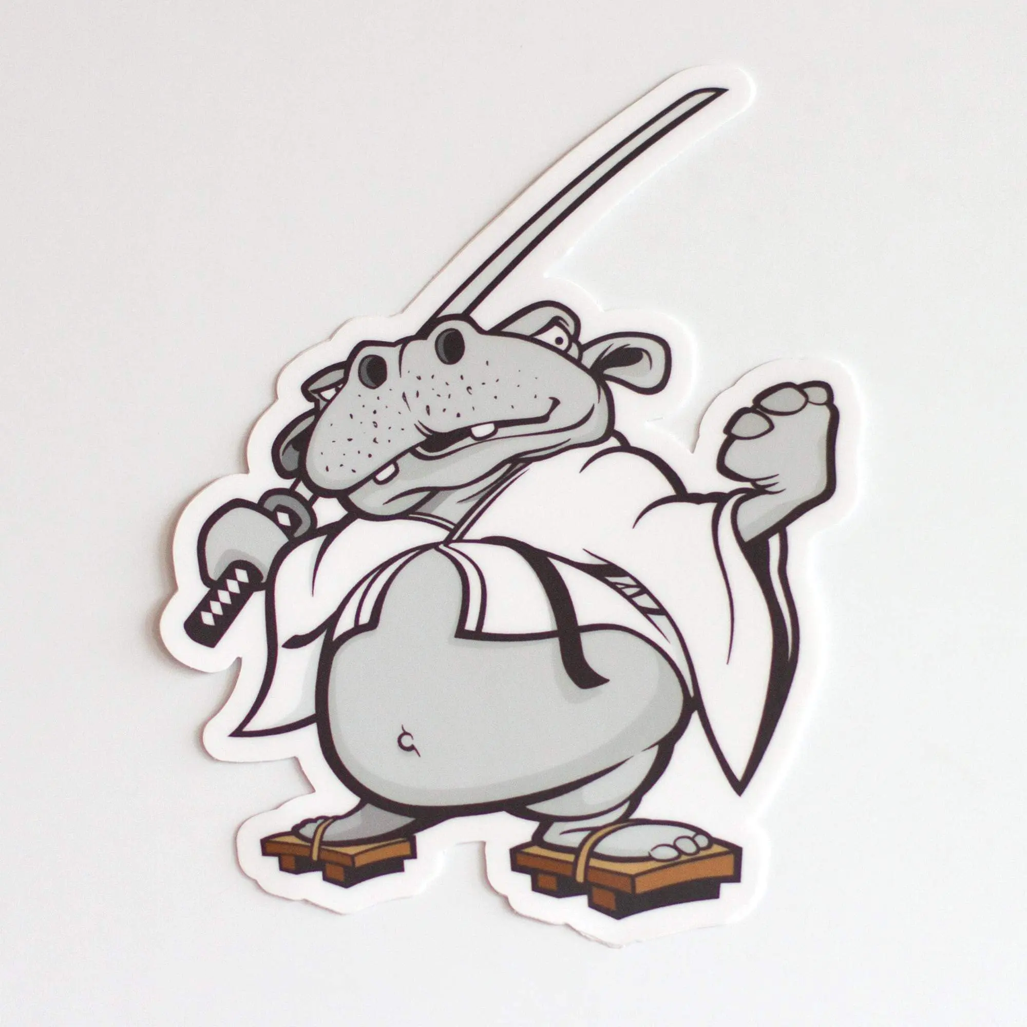 Samurai Hippo Vinyl Sticker