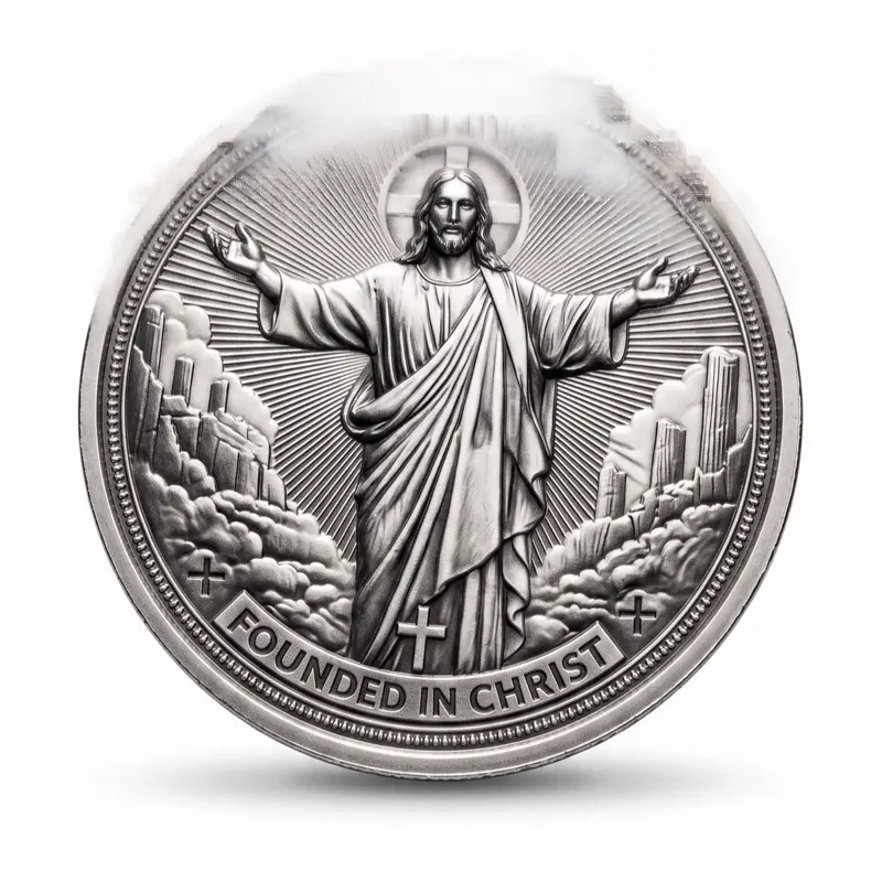 Moneda Sagrada 'Fe Inquebrantable' - Divine Protection and Light in Your Hands - Founded in Christ Design