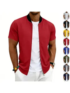 Men's Summer Thin Sporty Commuter Short Sleeve Zipper Baseball Jacket, Casual Fashionable Flight Wear, Comfortable Daily Use