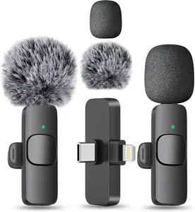 MAYBESTA Wireless Mini Microphone for iPhone, Android Phone - 2 Pack Lavalier Lapel Mic for Audio Video Recording - Clip on Content Creator Microphones for YouTube Tiktok Podcast Vlogging