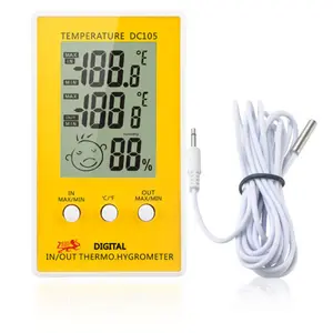 Thermometer Hygrometer Temperature and Humidity Meter Electronic Thermometer Yellow with Probe