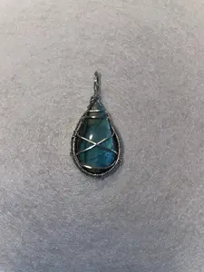 Labradorite Pendant with Metal Coating - Versatile Natural Stone for Jewelry & Home Decor - Unique Color Variation for Aesthetic Appeal
