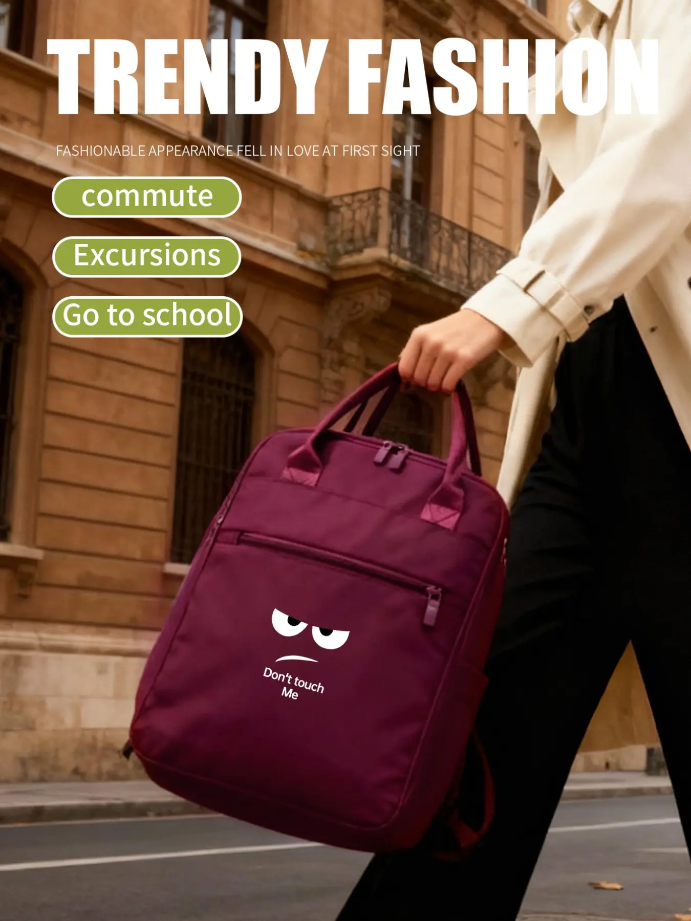 40x20x30 Cm Travel Backpack, Ryanair Compatible, Casual Design, 14-Inch Laptop & Shoe Compartments, Zipper Closure, Adjustable Strap