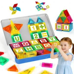 Mini magnetic travel toy, number symbols, letter stickers in a metal box, suitable for children over 3 years old, portable magnetic building blocks, STEM sensory learning toy, best birthday, holiday, Easter, back-to-school, Thanksgiving gift
