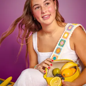 Yellow Italian Leather Crossbody Bag