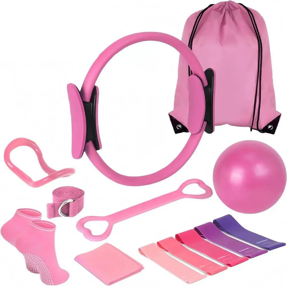 13-Piece Yoga Fitness Set, Home Workout Equipment, Stretching Gear, Includes Yoga Ring, Ball, Resistance Bands, Socks, Storage Bag, Women's Gift