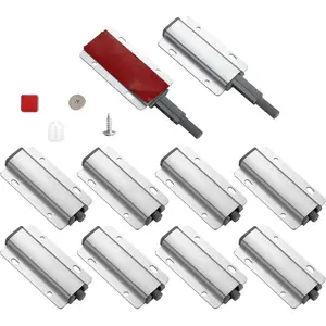 10 Pack Magnetic Push to Open Door Latches, Adhesive Heavy Duty Magnetic Door Catch Hardware for Cabinet Drawer Wardrobe Kitchen Door