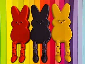 Peep with Hanging Legs Dangling Bunny Desk Decor 3D Printed Unique Design Movable Legs Lightweight Sturdy Smooth Finish Vibrant Colors Perfect for Easter Decor