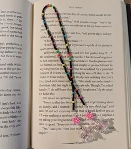 Bead Bookmark Iridescent Cloud Pink Flower Beads for Book Lovers and Reading Enthusiasts