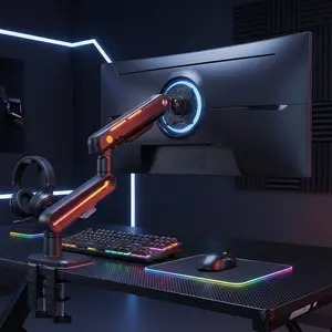 Gaming Monitor Mechanical Arm Load Up To 20 KG Heavy Duty Gaming Monitor Stand RGB Ultrawide Screen Desk Mount for 32 To 60 Inches Screen
