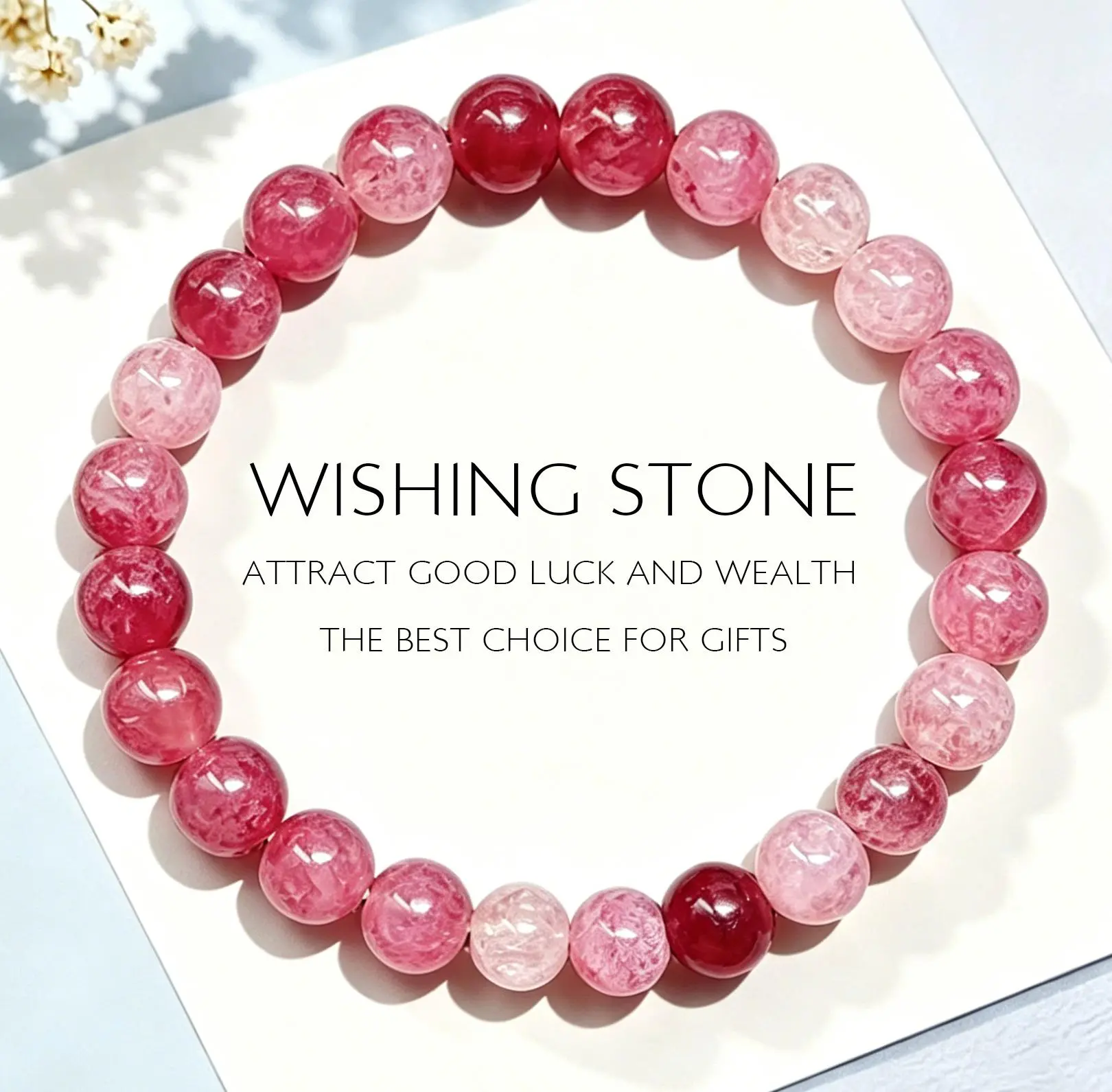 AuraStrand Wish Stone Bracelet, 8 mm natural stone, attracts wealth and blessings—an excellent gift item.