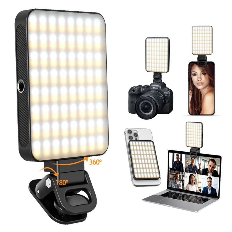 EMEET XJ77 Magnetic Video Light, 3 Color Modes and 10 Brightness Levels, 2000mAh Portable Camera Light 4W Output Power, LED Video Light Panel, 3000-6500K 128 LED Beads for TikTok, Content Creator, Photographer portable light