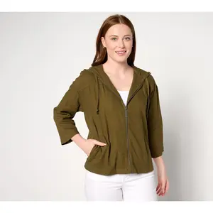 QVC Women's Boheme Zip-Front Hooded Beach Jacket