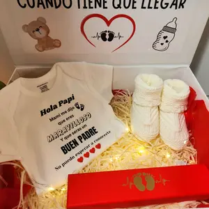 Surprise Pregnancy Announcement Box for Daddy with Cute Teddy Bear Design and Personalized Baby Announcement T-Shirt