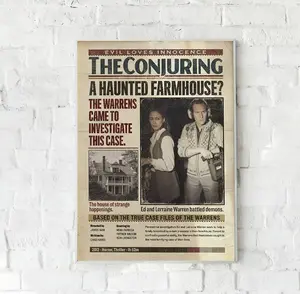 The Conjuring Horror Film Vintage Style Poster Perron Family The Warrens Horror Newspaper Poster Halloween Gift Women Men Decor Unframed