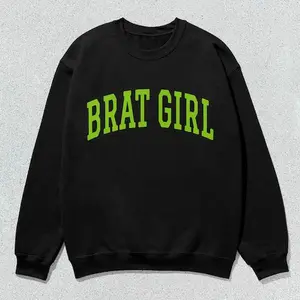 Brat Girl Sweatshirt Collegiate Crewneck Sweater Unisex Green