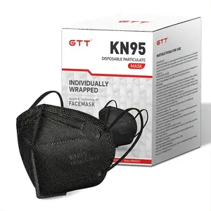 100pcs/2packs KN95 Black Masks, 4-Layer Protection, 3D Contoured Fit, Comfortable Ear Loops, Individually Wrapped, Black & White Options