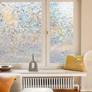 Rainbow Color Static Adhesive Decorative Window Film, Privacy Membrane for Glass Doors, Reusable Insulation Sunscreen, Home Office Decoration